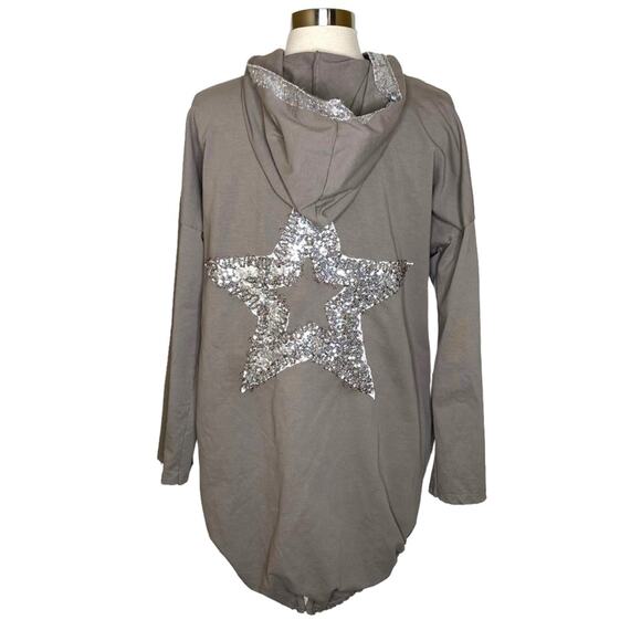NT by Amati Italy Sequins Star Back Hooded Open Front Cardigan Women’s One Size - Picture 1 of 9